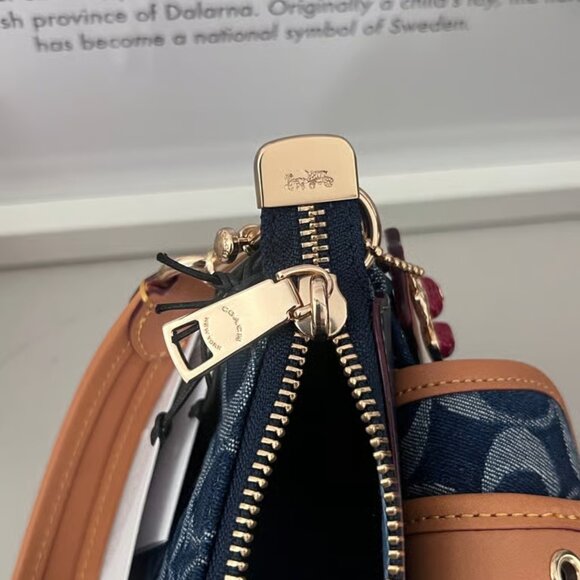Coach Ashton Baguette Bag In Signature Canvas Denim/Brown CY700 - Picture 10 of 10